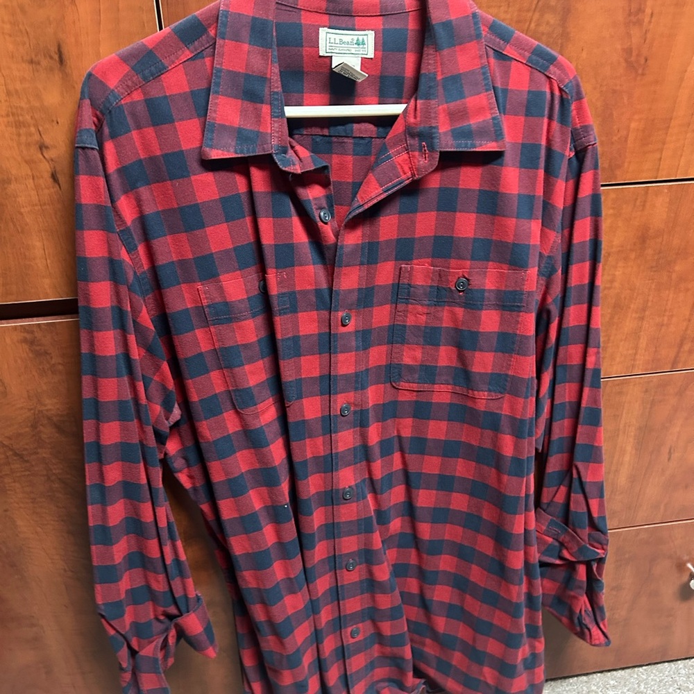 L.L. Bean Red and Blue Checkered Men's Shirt